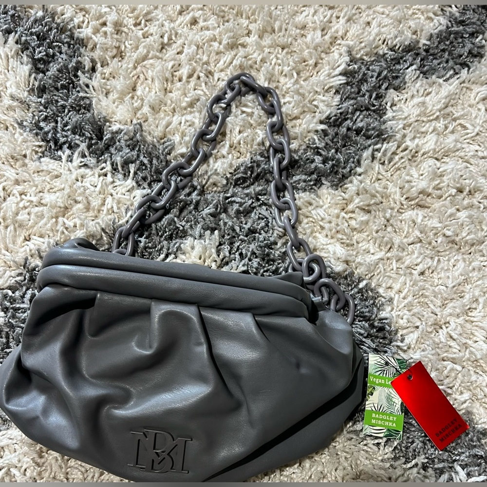 Badgley Mischa Vegan Leather Chain-Handle Shoulder Bag in Gray- New with tags